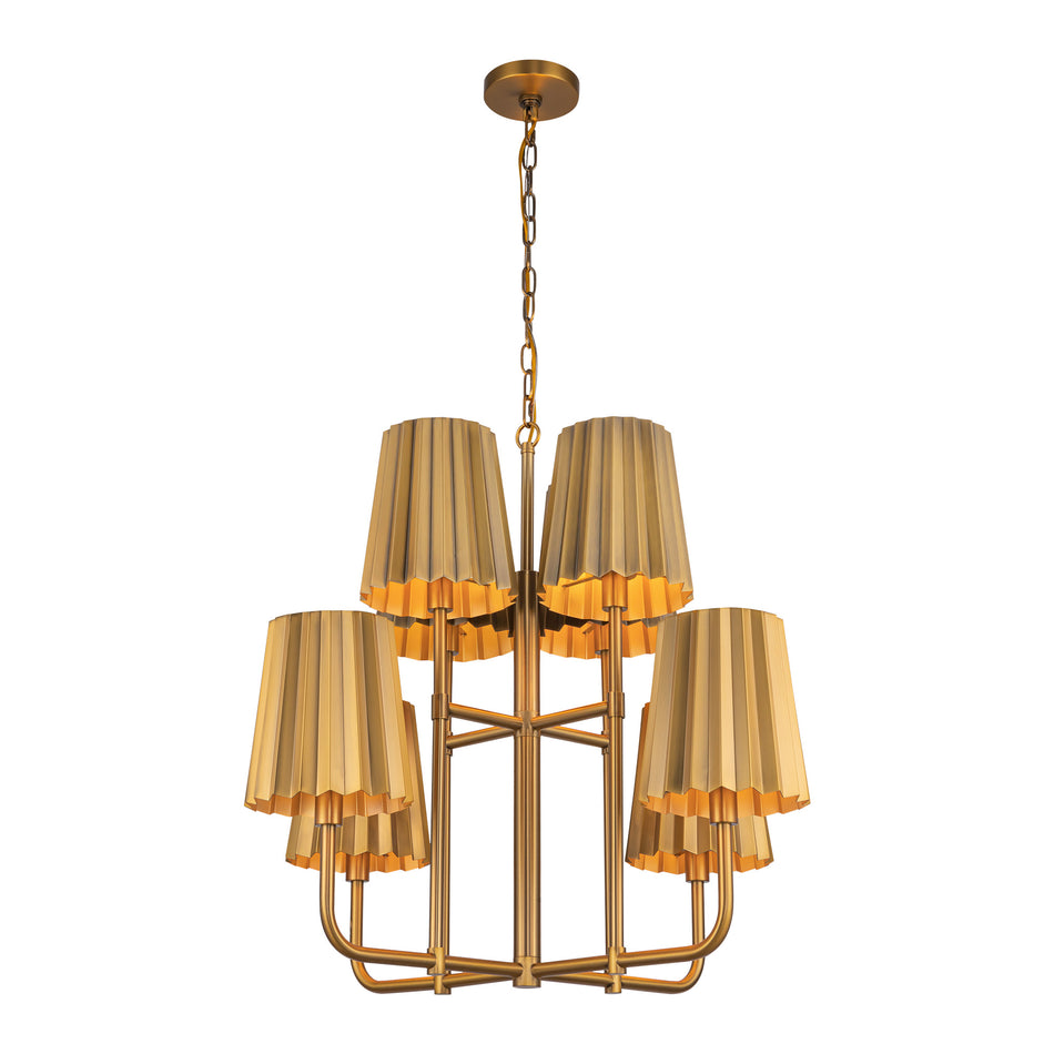 Plisse 30-in Aged Gold 8 Lights Chandeliers