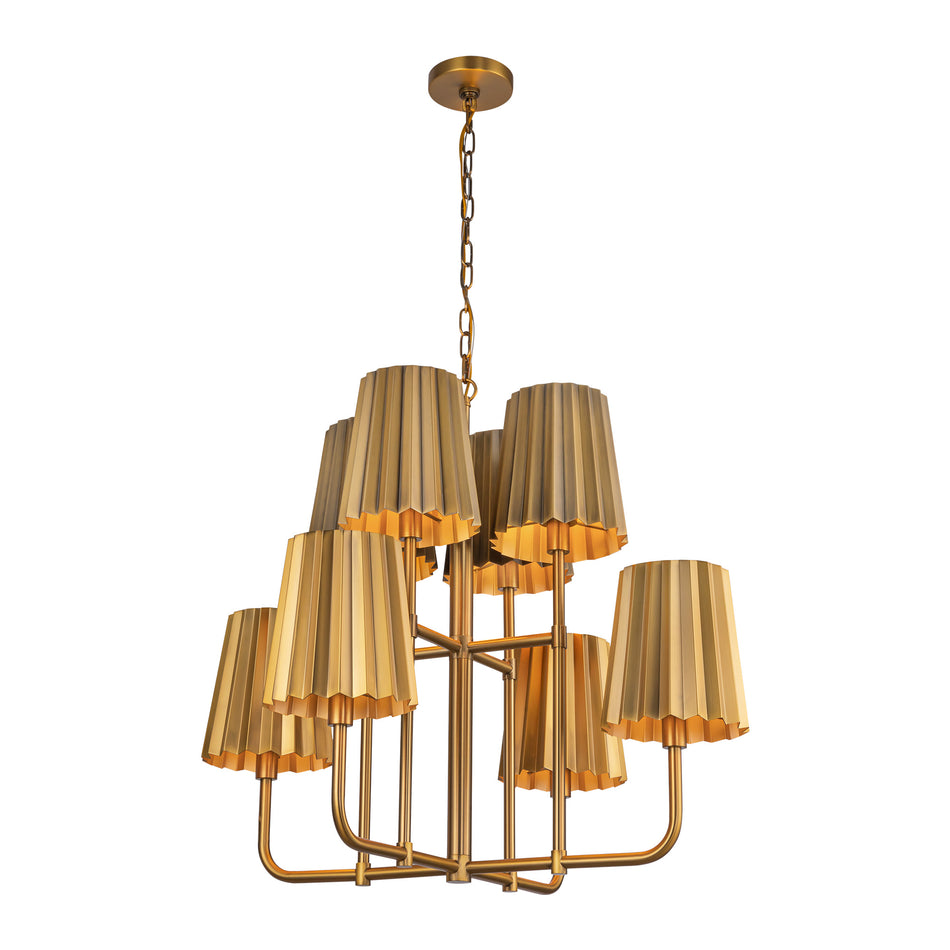 Plisse 30-in Aged Gold 8 Lights Chandeliers by ALORA MOOD