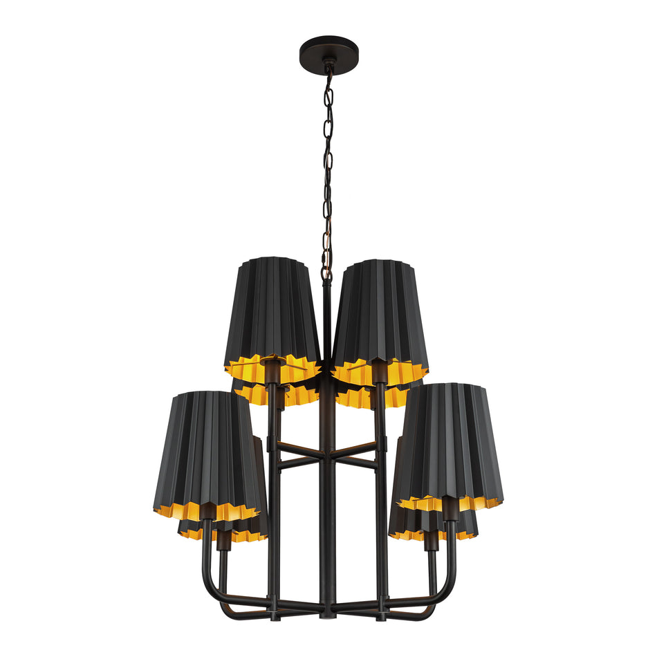 Plisse 30-in Matte Black 8 Lights Chandeliers