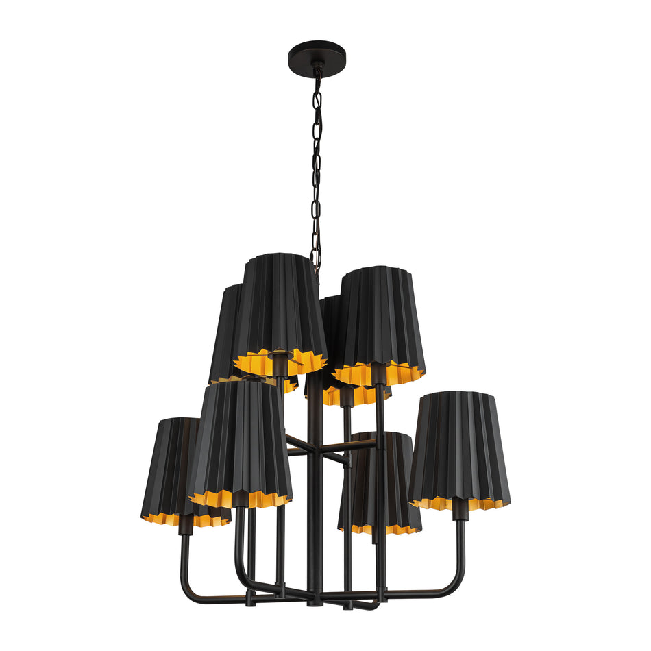 Plisse 30-in Matte Black 8 Lights Chandeliers by ALORA MOOD