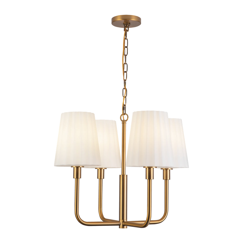 Plisse 23-in Aged Gold/Opal Matte Glass 4 Lights Chandeliers