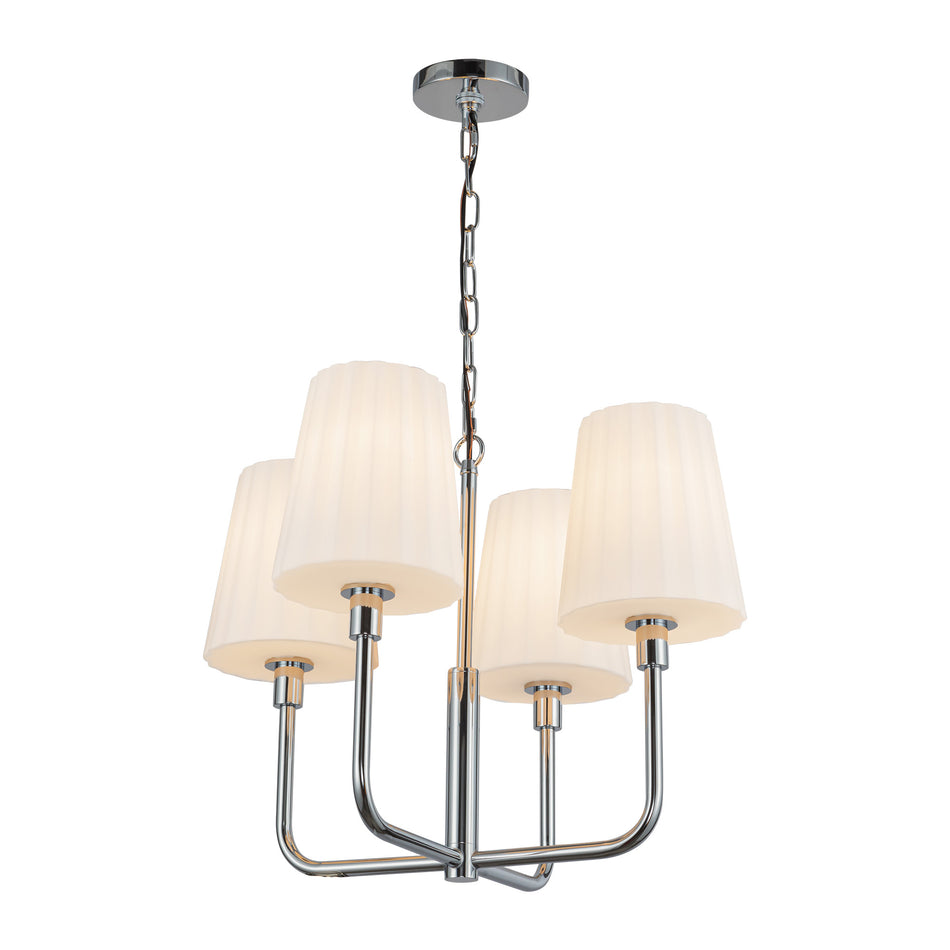 Plisse 23-in Chrome/Opal Matte Glass 4 Lights Chandeliers by ALORA MOOD