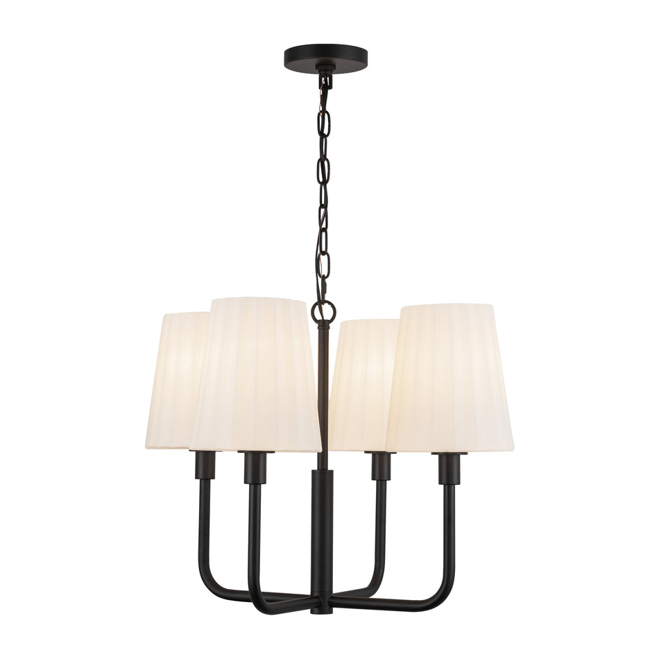 Plisse 23-in Matte Black/Opal Matte Glass 4 Lights Chandeliers