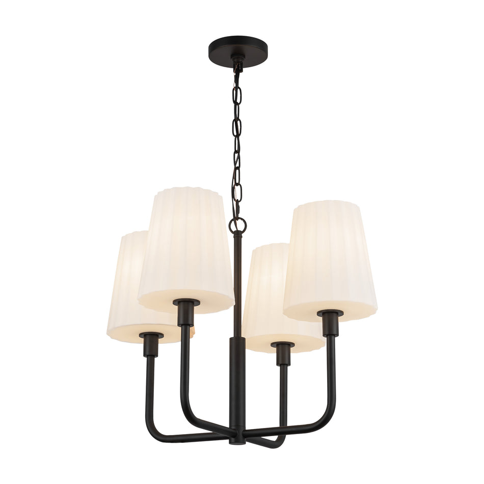 Plisse 23-in Matte Black/Opal Matte Glass 4 Lights Chandeliers by ALORA MOOD