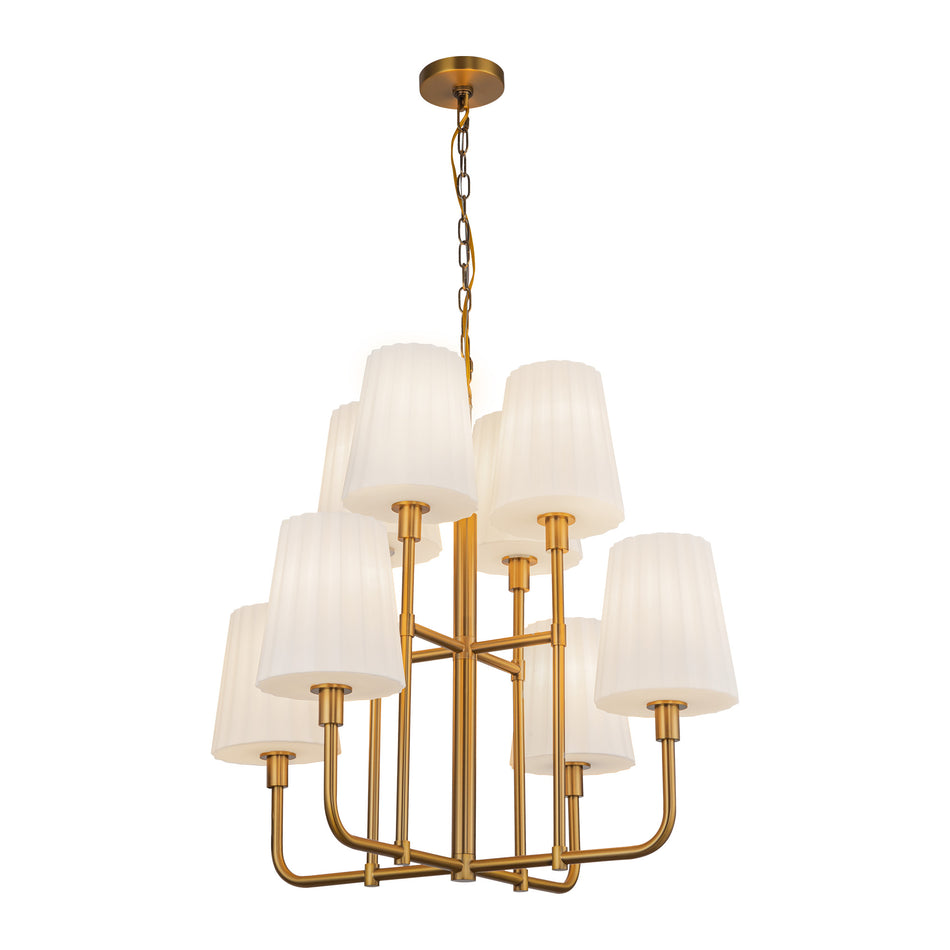 Plisse 30-in Aged Gold/Opal Matte Glass 8 Lights Chandeliers by ALORA MOOD