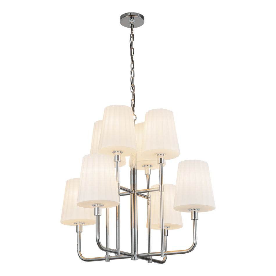 Plisse 30-in Chrome/Opal Matte Glass 8 Lights Chandeliers by ALORA MOOD