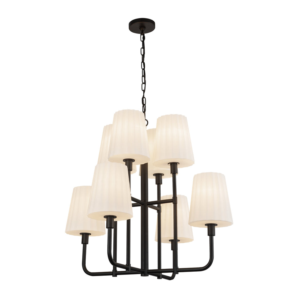 Plisse 30-in Matte Black/Opal Matte Glass 8 Lights Chandeliers by ALORA MOOD