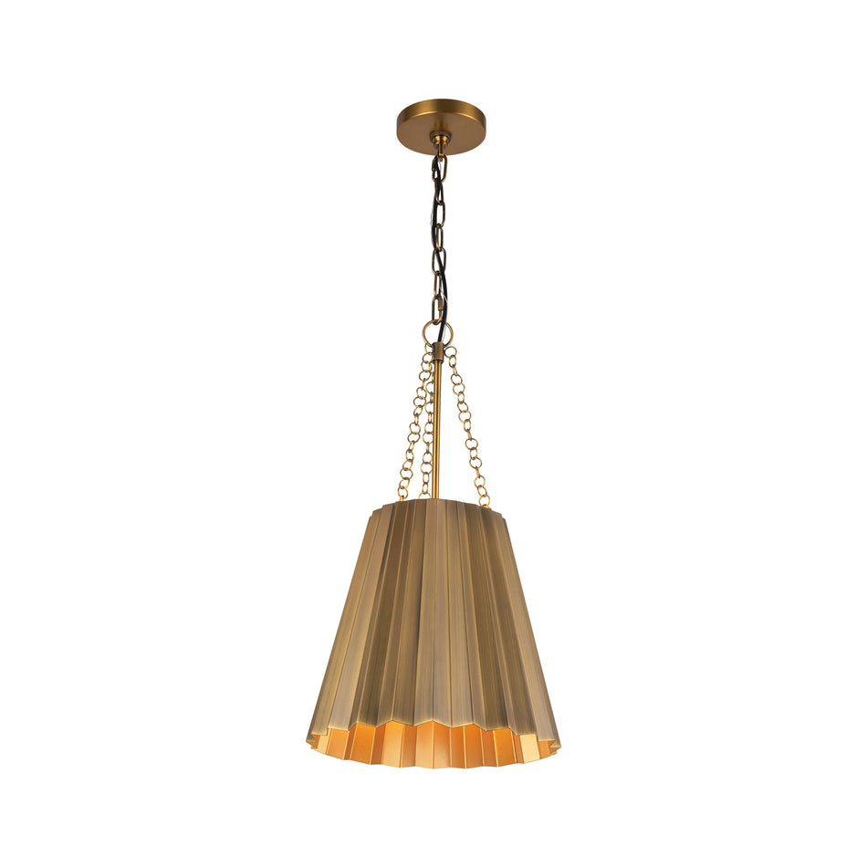 Plisse 12-in Aged Gold 1 Light Pendant by ALORA MOOD