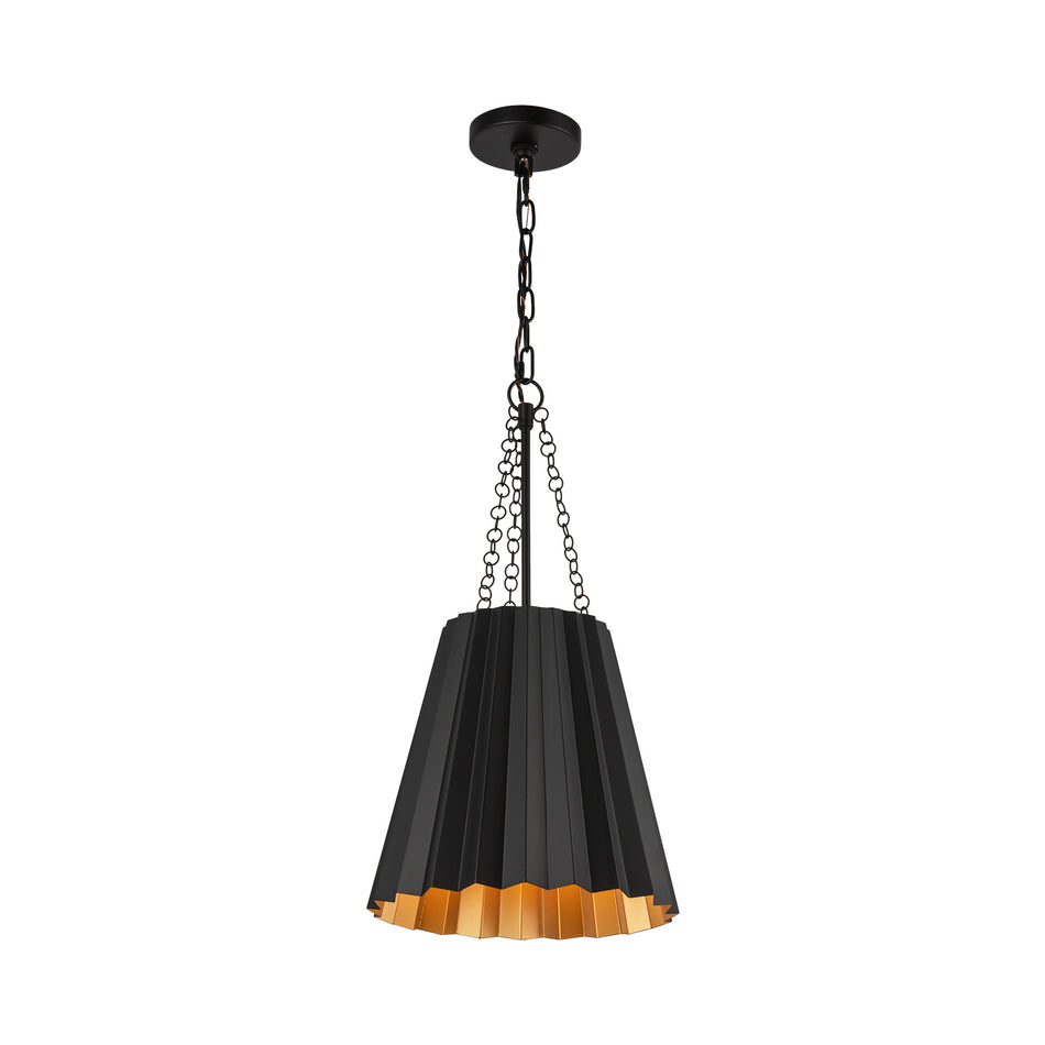 Plisse 12-in Matte Black 1 Light Pendant by ALORA MOOD