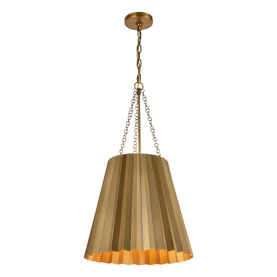 Plisse 16-in Aged Gold 1 Light Pendant by ALORA MOOD