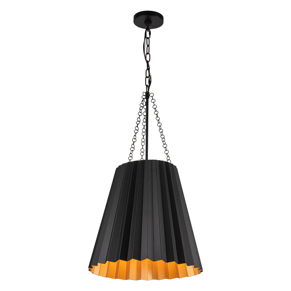 Plisse 16-in Matte Black 1 Light Pendant by ALORA MOOD