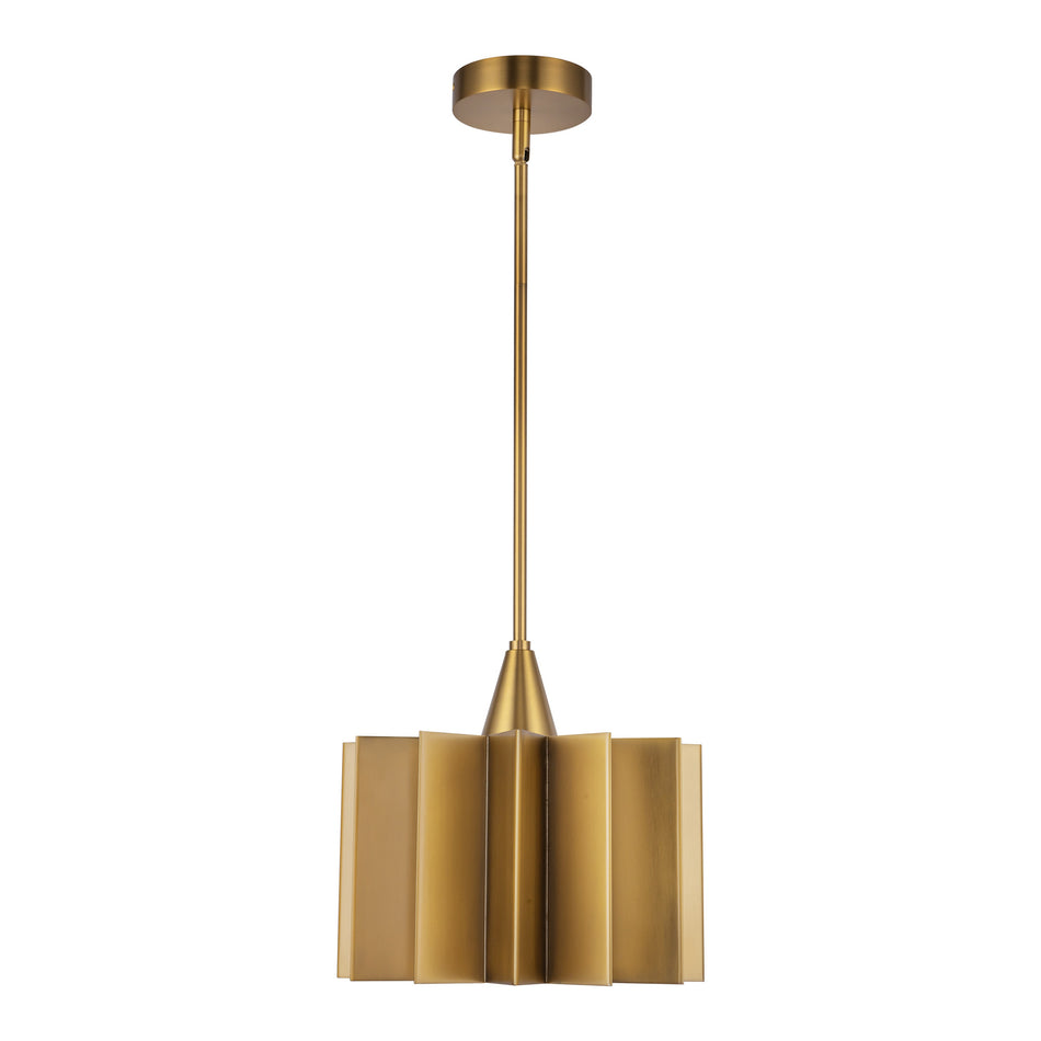 Plisse 12-in Aged Gold 1 Light Pendant