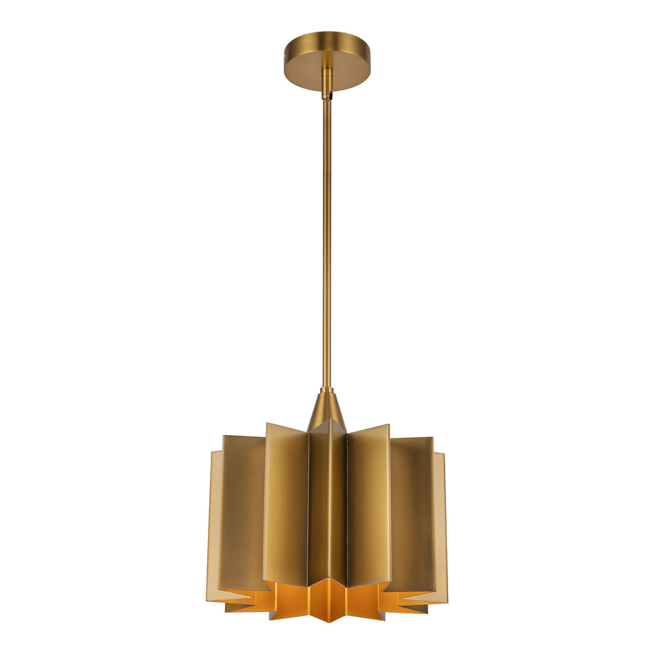 Plisse 12-in Aged Gold 1 Light Pendant by ALORA MOOD