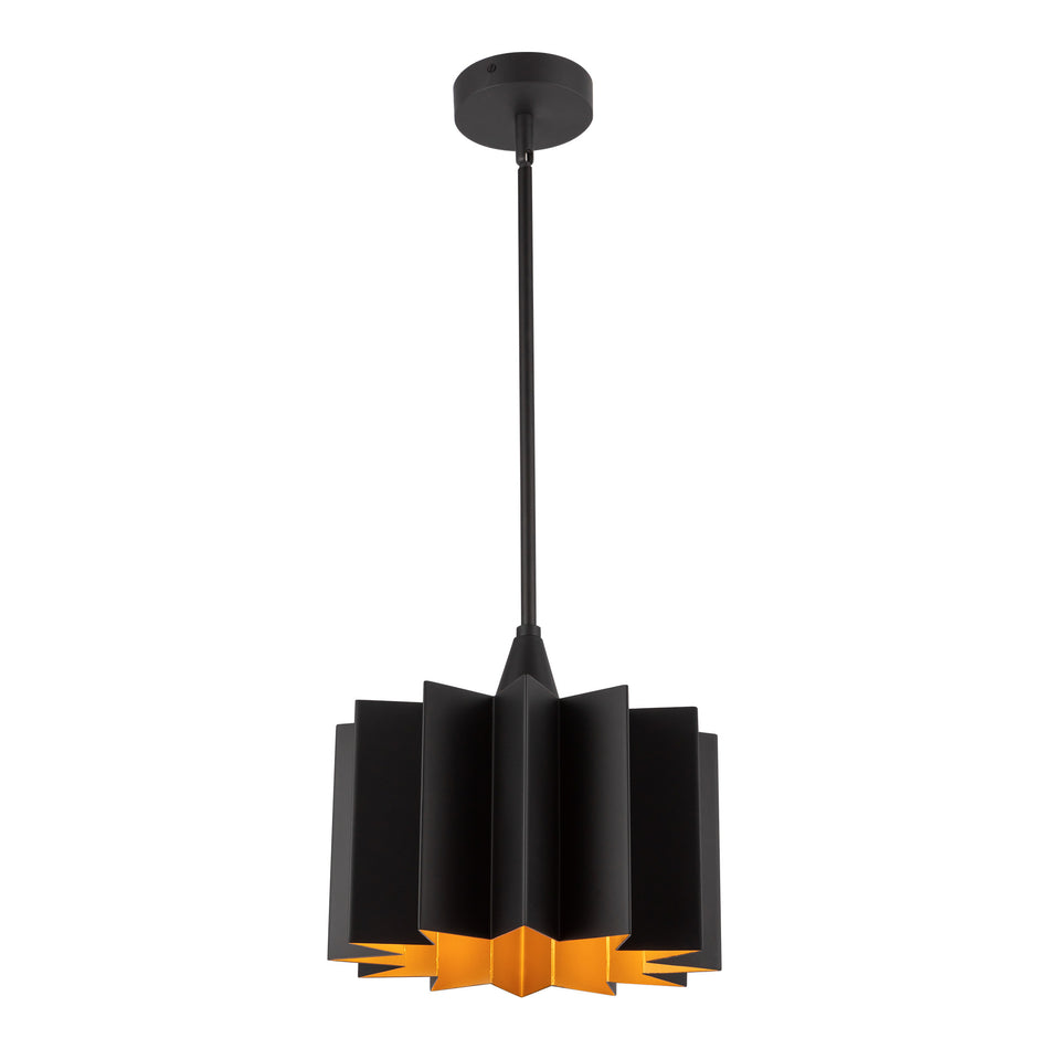 Plisse 12-in Matte Black 1 Light Pendant by ALORA MOOD