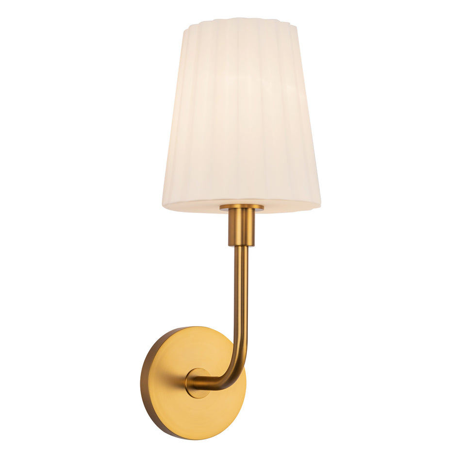 Plisse 7-in Aged Gold/Opal Matte Glass 1 Light Wall/Vanity by ALORA MOOD