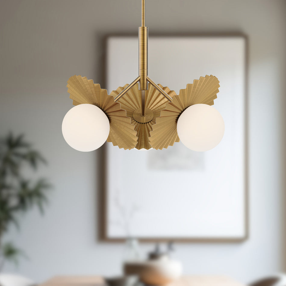 Plume 21-in Brushed Gold/Opal Glass 3 Lights Chandeliers by ALORA MOOD
