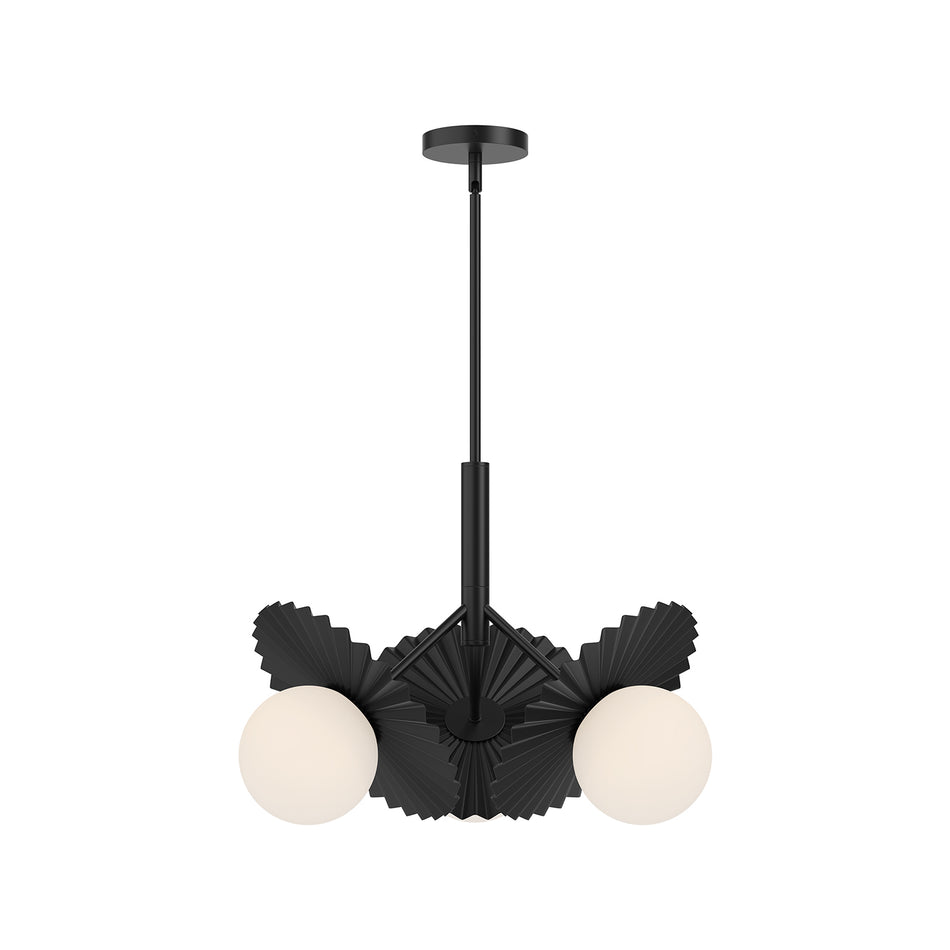 Plume 21-in Matte Black/Opal Glass 3 Lights Chandeliers