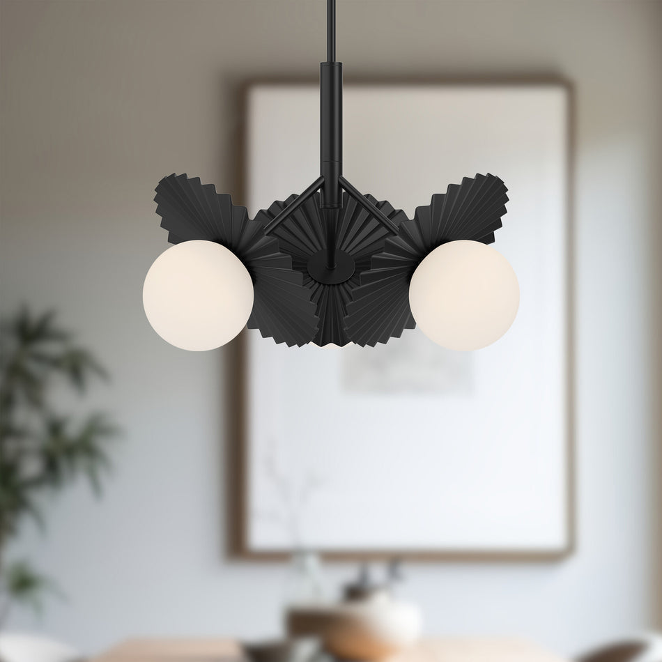 Plume 21-in Matte Black/Opal Glass 3 Lights Chandeliers by ALORA MOOD