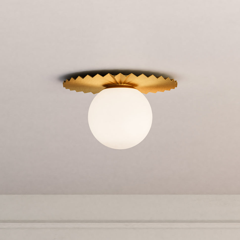 Plume 12-in Brushed Gold/Opal Matte Glass 1 Light Flush Mount by ALORA MOOD