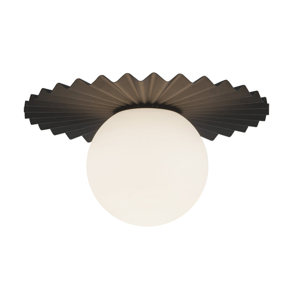 Plume 12-in Matte Black/Opal Matte Glass 1 Light Flush Mount