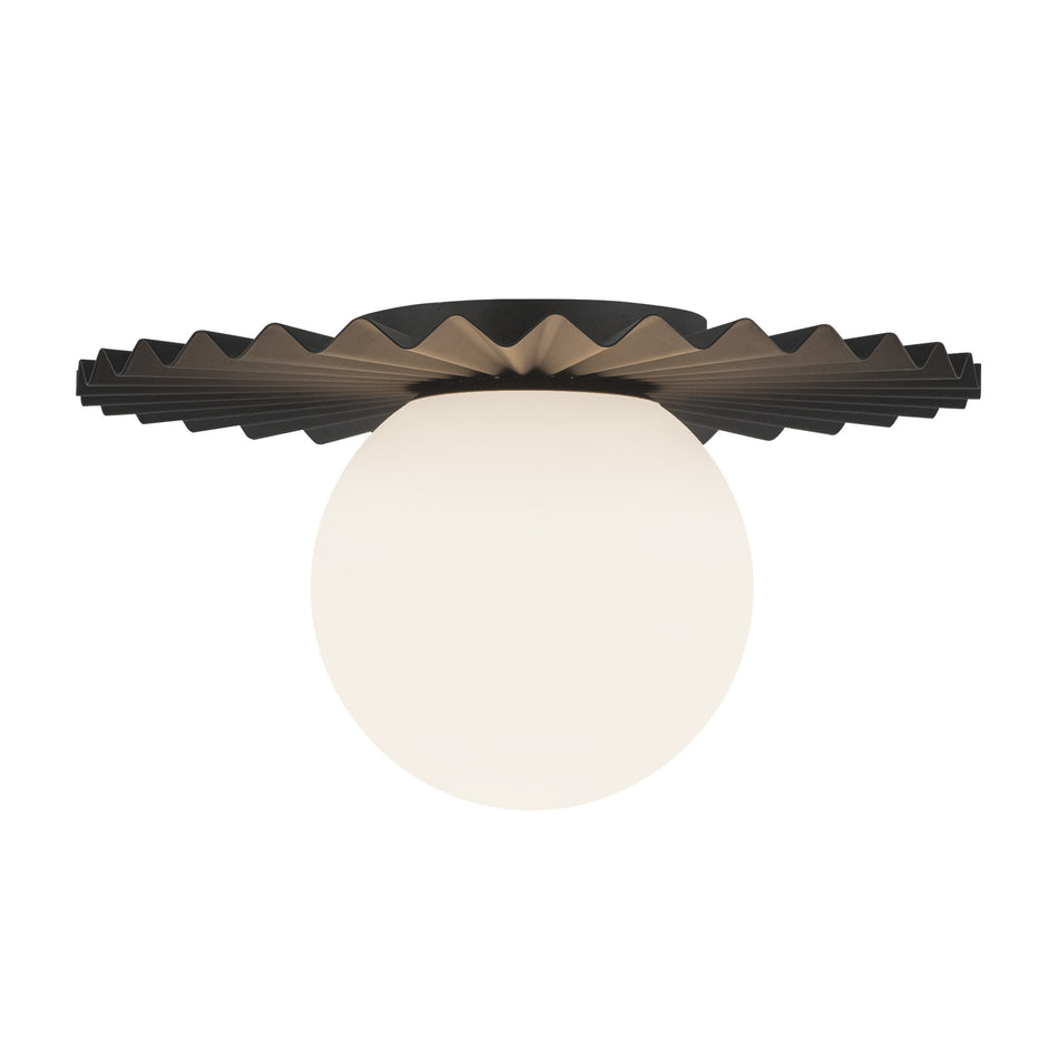Plume 12-in Matte Black/Opal Matte Glass 1 Light Flush Mount