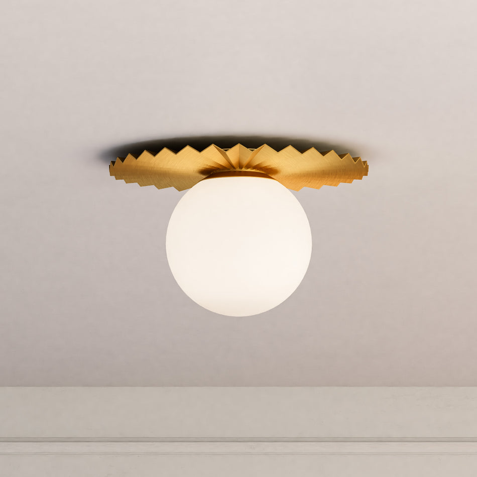 Plume 14-in Brushed Gold/Opal Matte Glass 1 Light Flush Mount by ALORA MOOD