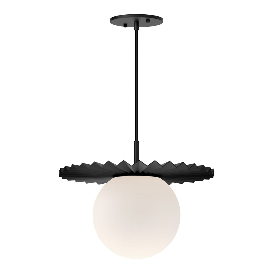 Plume 14-in Matte Black/Opal Matte Glass 1 Light Pendant
