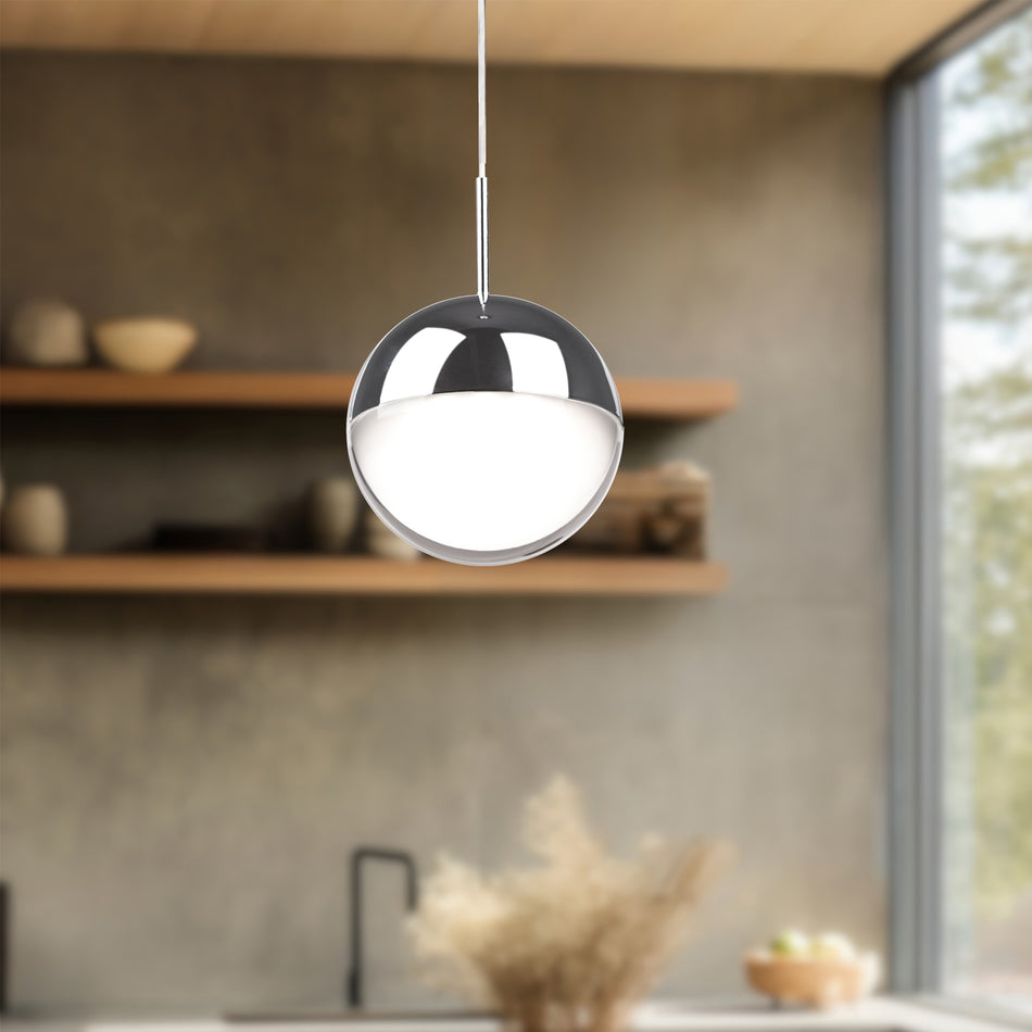 Pluto 4-in Chrome LED Pendant by KUZCO