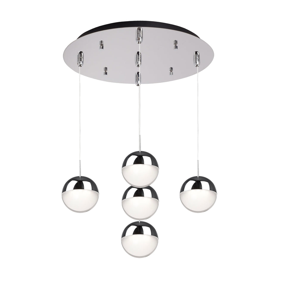 Pluto 14-in Chrome 5-Light Multi Pendant