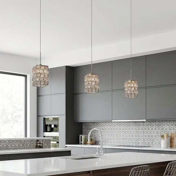 Sorrento Crystal LED Pendant Light 4.75 Inch Modern Ceiling Fixture For Warm Glow