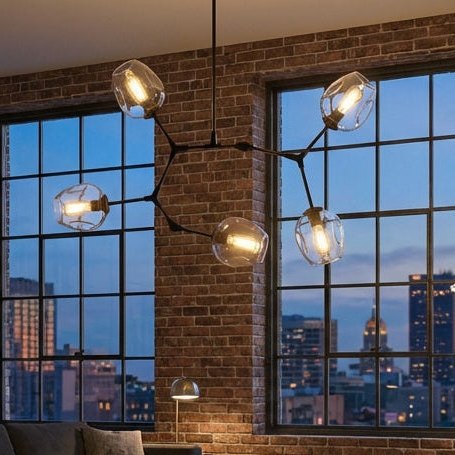 Quantum 41-In. 5-Light, 5-Shade Indoor Pendant in Black
