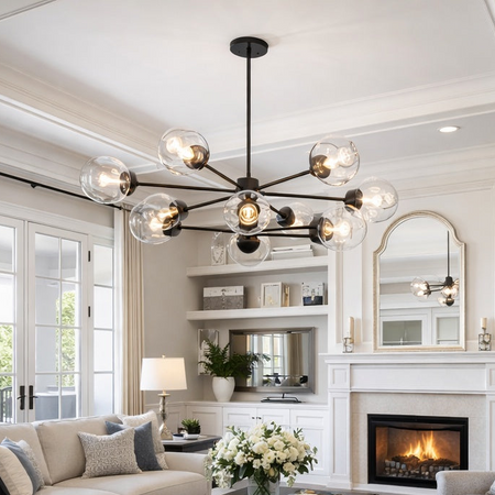 Clusters Collection 12-Light, 12-Shade Glass and Metal Mid-Century Style Sputnik Chandelier (Copy)