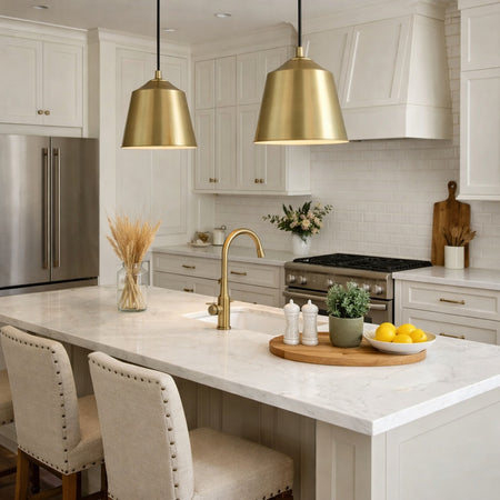 Benjamin 1-Light Metal Bell Shade Pendant in Gold by TransGlobe