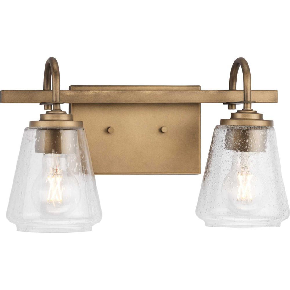 Martenne Collection Two-Light Aged Bronze Modern Farmhouse Vanity Light by Progress
