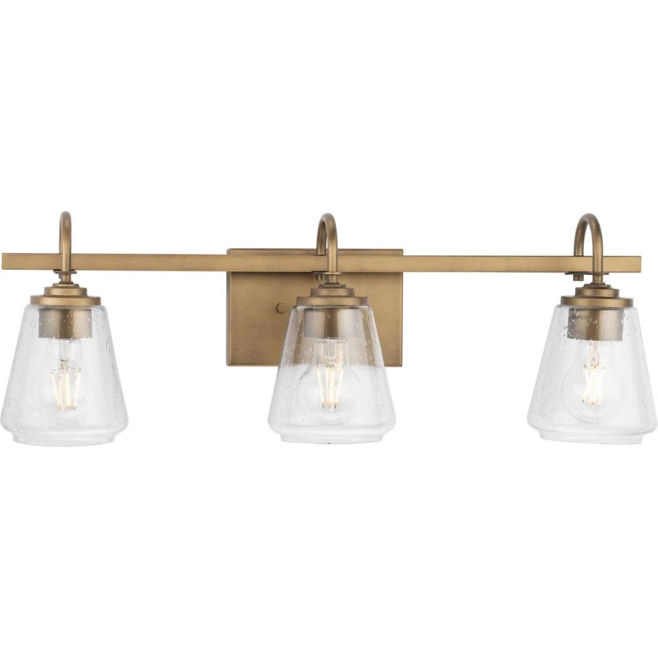Martenne Collection Three-Light Aged Bronze Modern Farmhouse Vanity Light by Progress