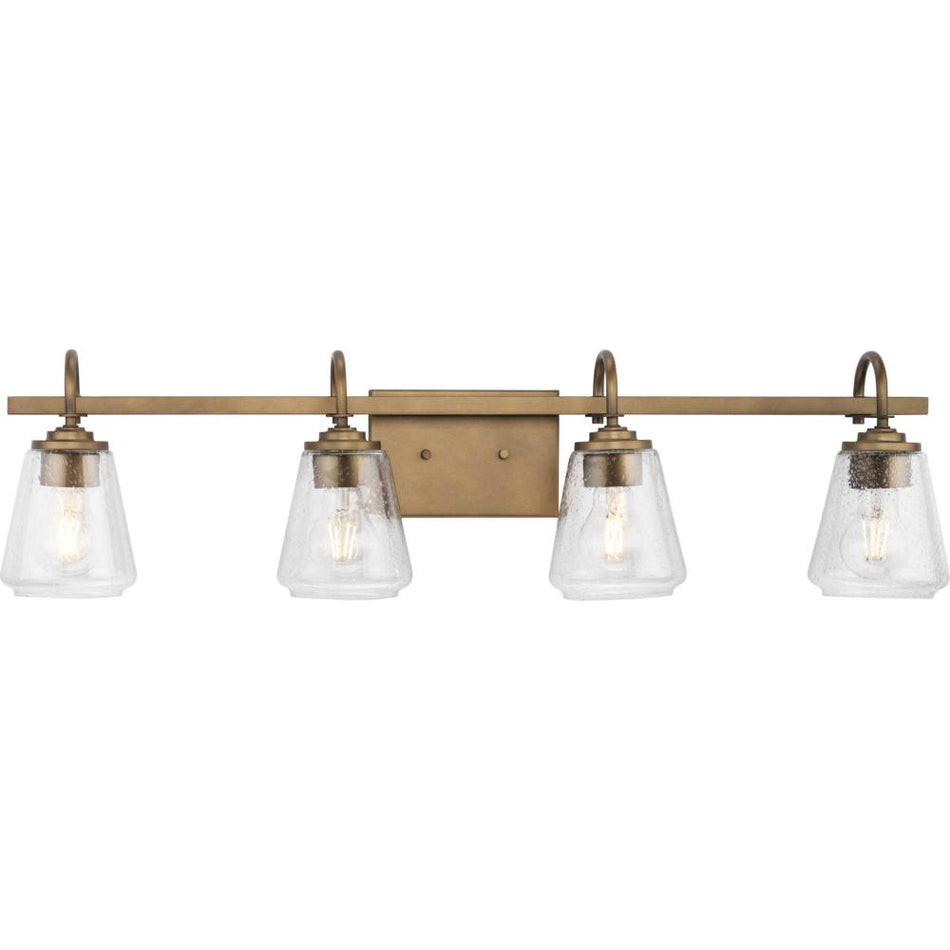 Martenne Collection Four-Light Aged Bronze Modern Farmhouse Vanity Light by Progress