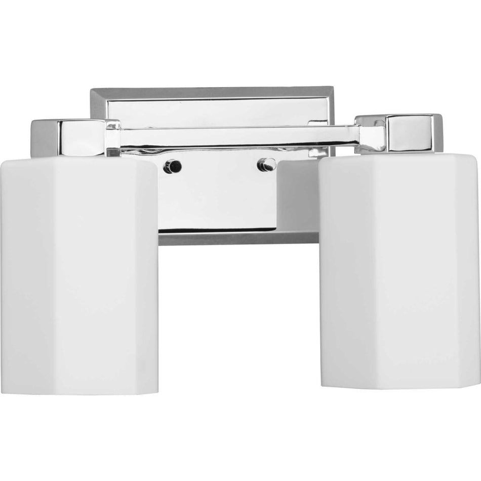 Estrada Collection Two-Light Polished Chrome Contemporary Bath & Vanity Light by Progress