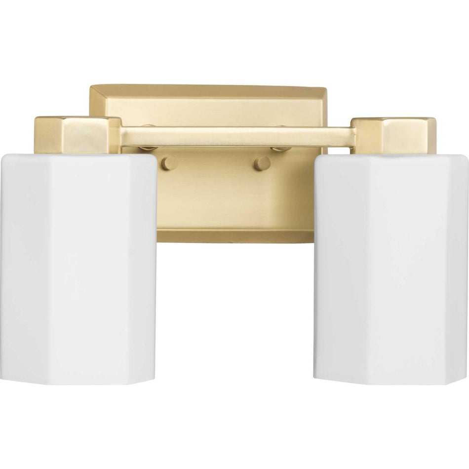 Estrada Collection Two-Light Brushed Gold Contemporary Bath & Vanity Light by Progress