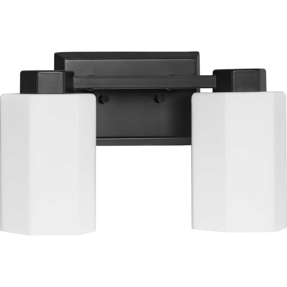 Estrada Collection Two-Light Matte Black Contemporary Bath & Vanity Light by Progress