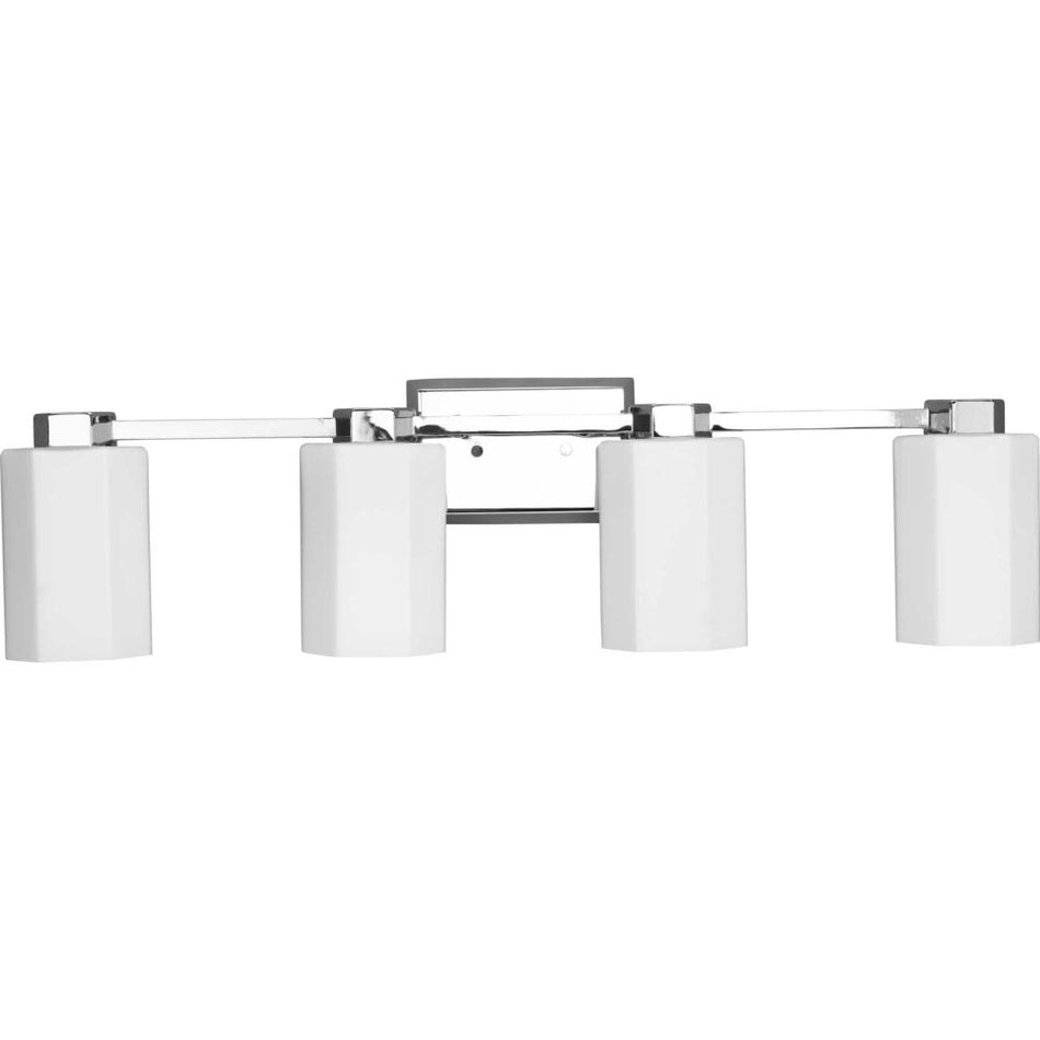 Estrada Collection Four-Light Polished Chrome Contemporary Bath & Vanity Light by Progress