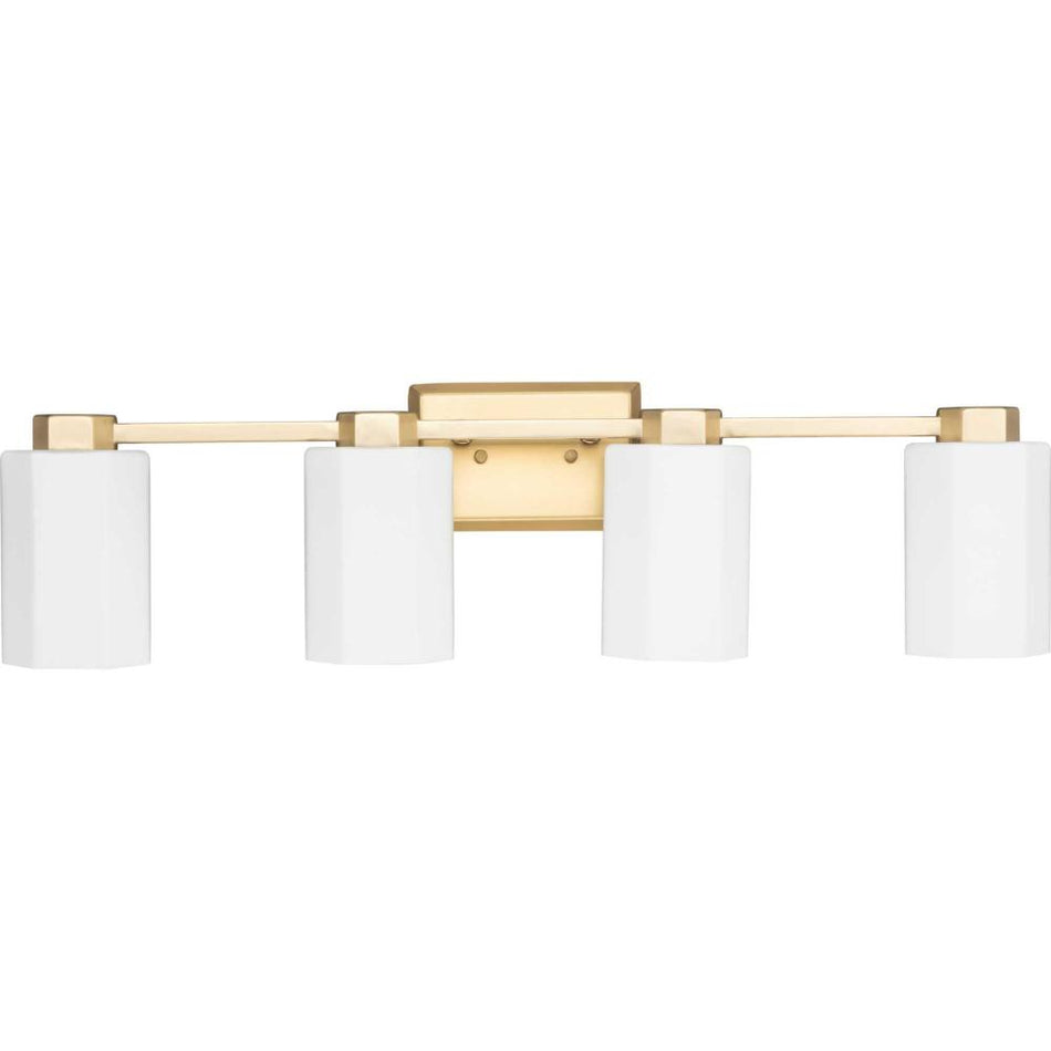 Estrada Collection Four-Light Brushed Gold Contemporary Bath & Vanity Light by Progress