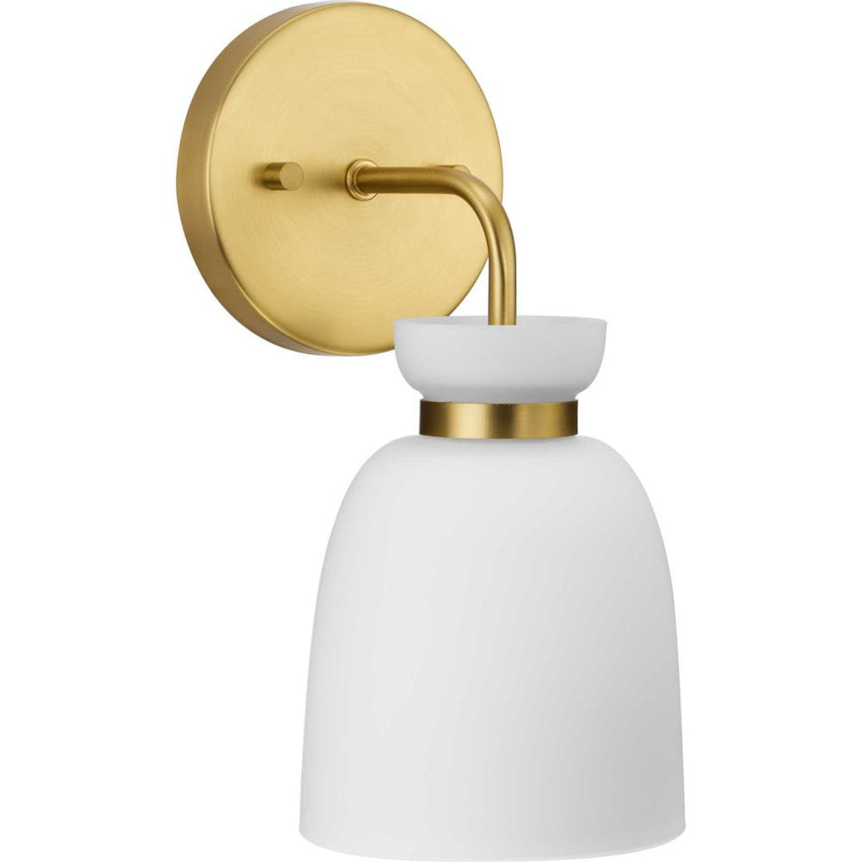 Lexie Collection One-Light Brushed Gold Contemporary Vanity Light by Progress