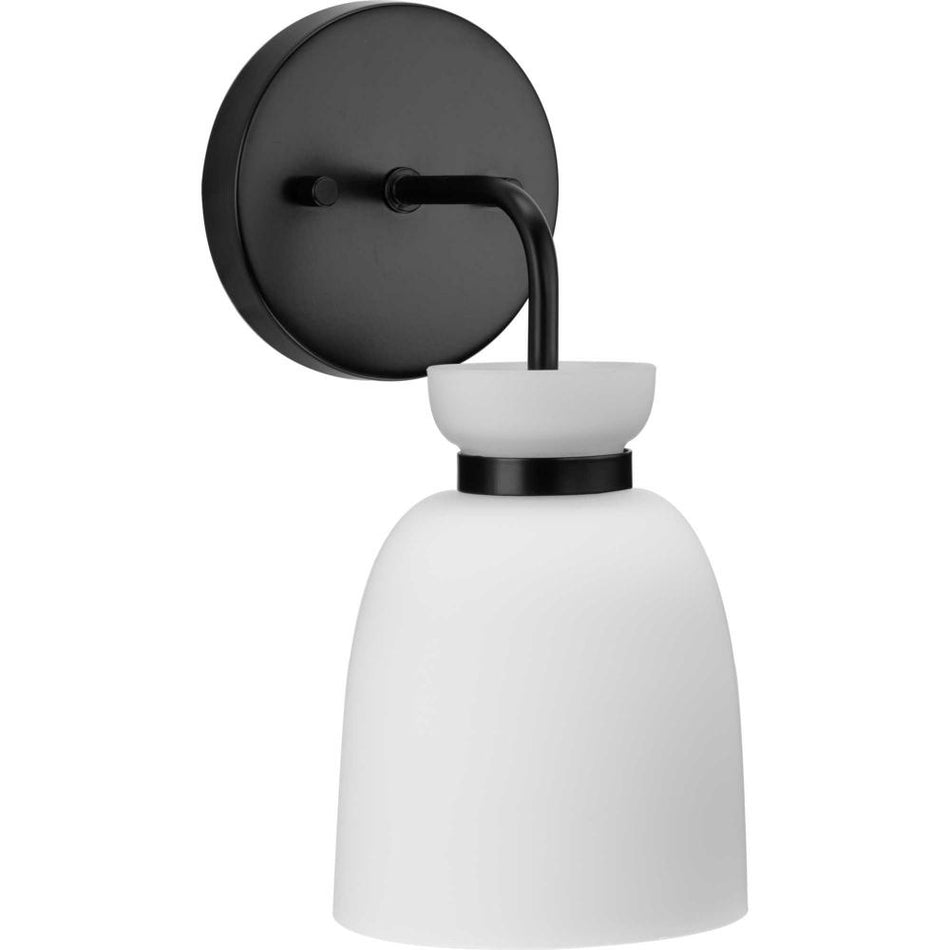 Lexie Collection One-Light Matte Black Contemporary Vanity Light by Progress