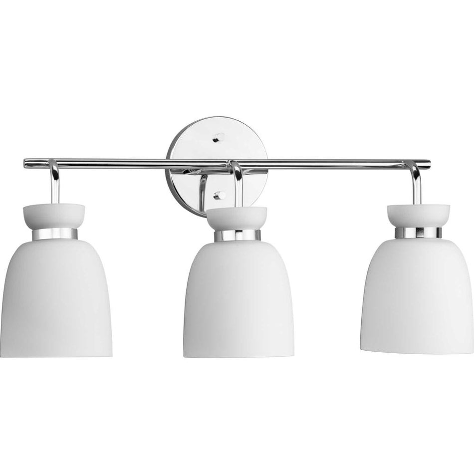 Lexie Collection Three-Light Polished Chrome Contemporary Vanity Light by Progress