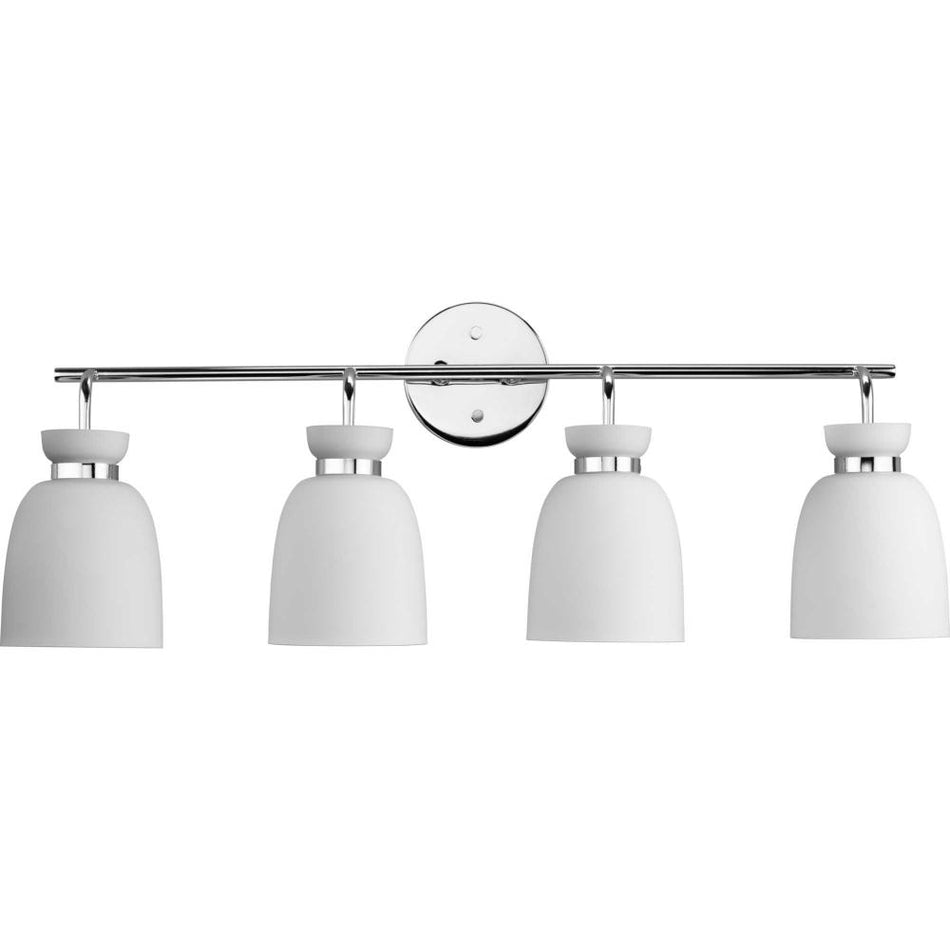 Lexie Collection Four-Light Polished Chrome Contemporary Vanity Light by Progress