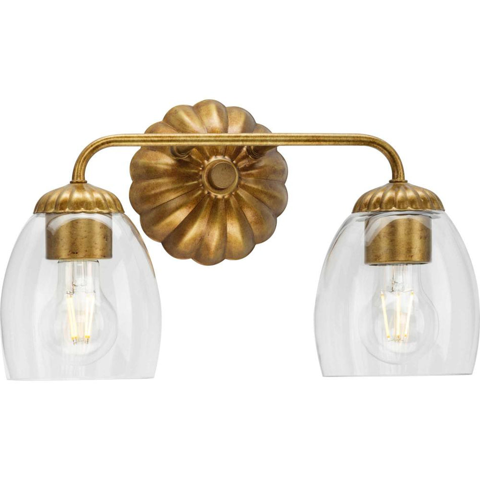 Quillan Collection Two-Light Soft Gold Transitional Bath & Vanity Light by Progress