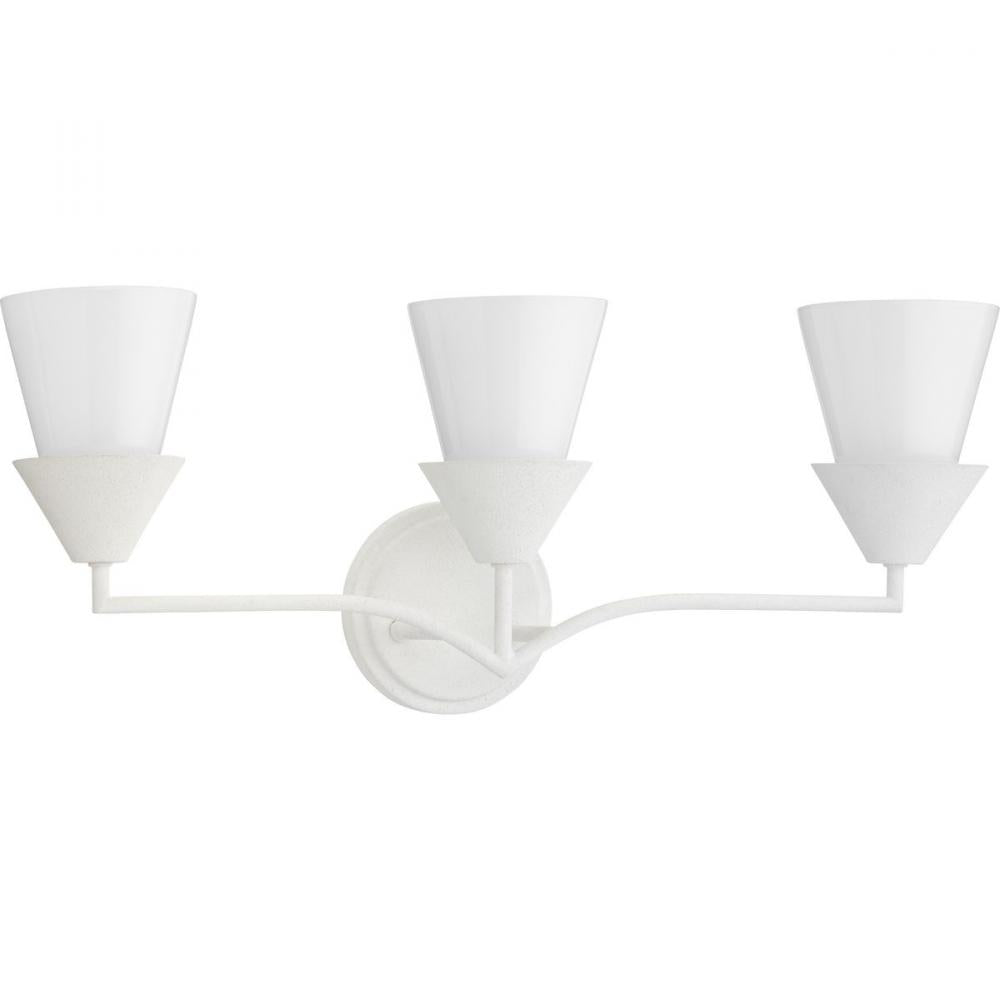 Pinellas Collection Three-Light White Plaster Contemporary Vanity Light by Progress