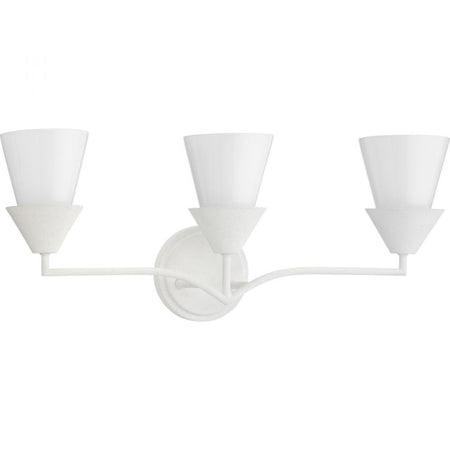 Pinellas Collection Three-Light White Plaster Contemporary Vanity Light by Progress