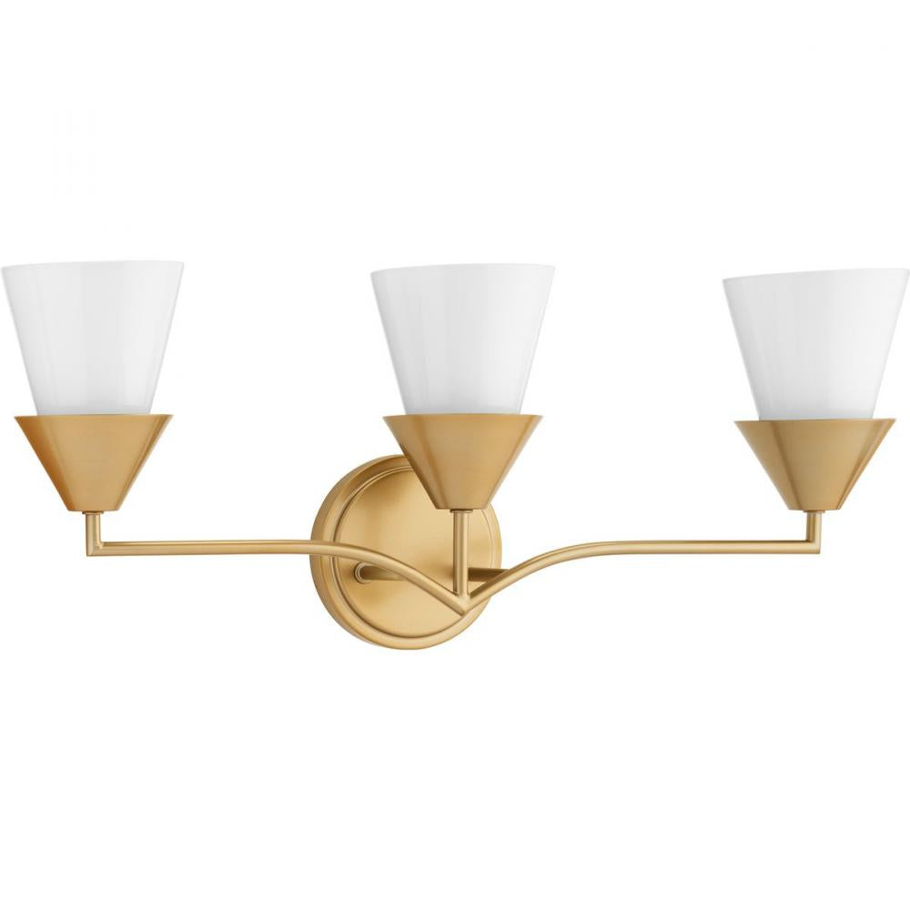Pinellas Collection Three-Light Soft Gold Contemporary Vanity Light by Progress