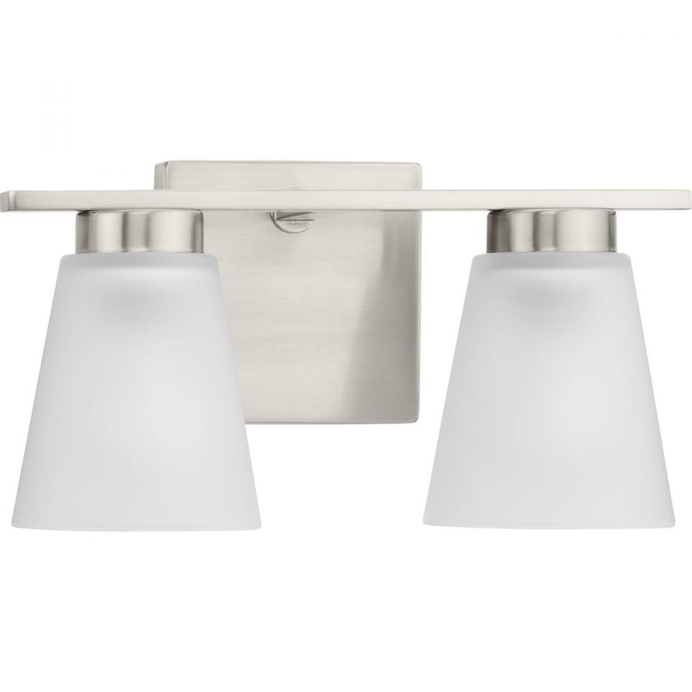 Tanner Collection Two-Light Brushed Nickel Transitional Vanity Light by Progress